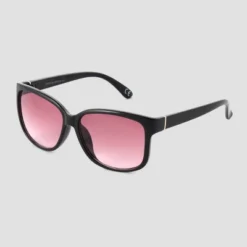 Universal Thread™ Women's Crystal Square Sunglasses with Red Gradient Lenses