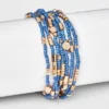 Universal Thread 7-Piece Floral Beaded Bracelet Set - Blue & Gold Stretch Jewelry -Universalthread GUEST c432ea9a ddfd 4db9 aad8 488752a50cad