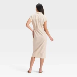 Universal Thread Women's Short Sleeve Wrap Waist Midi Shirtdress