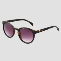 Universal Thread™ Women's Tortoise Shell Print Narrow Geo Round Sunglasses - Brown