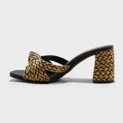 Universal Thread Women's Aaliyah Raffia Strappy Knot Sandal Heels