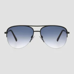 Universal Thread Women's Semi-Rimless Aviator Sunglasses - Matte Black