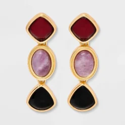 Universal Thread Mixed Lepidolite Stone Drop Earrings - Maroon/Pink/Black -Universalthread GUEST d14f331f c268 42a3 b5da a14b5e1167f8