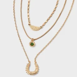 Universal Thread Multi-Strand Necklace with Horseshoe and Floral Pendants - Gold Tone -Universalthread GUEST d285ca6e 171e 485c a475 797aec148618
