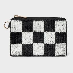 Universal Thread Checker Beaded Pouch - Black and White -Universalthread GUEST d8e013d4 c2b1 4cda a16d 114668b8d186
