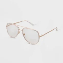 Universal Thread Women's Gloss Metal Aviator Blue Light Filtering Reading Glasses