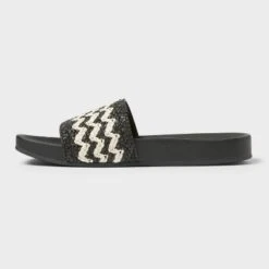 Universal Thread Women's Chloe Raffia Footbed Slide Sandals