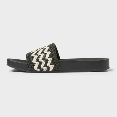 Universal Thread Women's Chloe Raffia Footbed Slide Sandals 3 Universal Thread Women's Chloe Raffia Footbed Slide Sandals