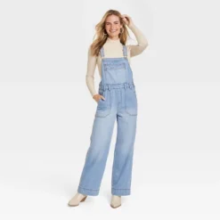 Universal Thread™ Women's Light Wash Wide-Leg Denim Overalls -Universalthread GUEST df914a4f 14b6 492f ba31 6b3be904005b