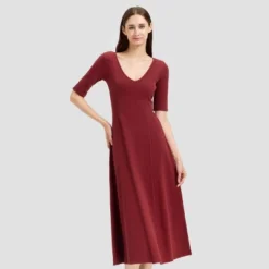 Universal Thread™ Women's Elbow Sleeve Knit Midi A-Line Dress - Red -Universalthread GUEST dfd4f82d 30a3 4ca5 9690 9dfbb76e357a