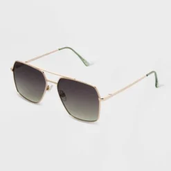 Universal Thread Women's Satin Metal Aviator Sunglasses - Metallic Gold