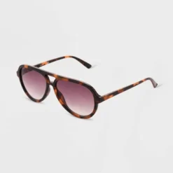 Universal Thread Women's Tortoise Print Shiny Aviator Sunglasses