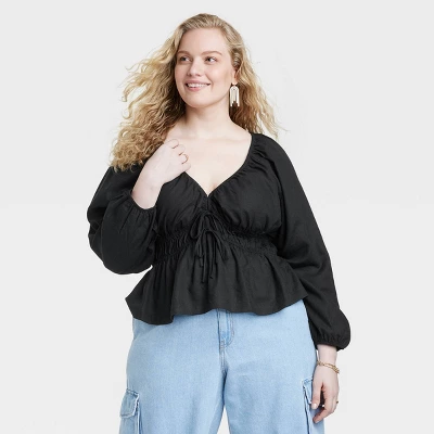 Universal Thread™ Women's Puff Long Sleeve Tie-Front Blouse 5 Universal Thread™ Women's Puff Long Sleeve Tie-Front Blouse - Image 3