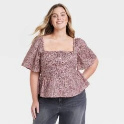 Women's Flutter Short Sleeve Corset Blouse - Universal Thread™ -Universalthread GUEST ee761470 ab14 4682 8e3d a1391a23dc5f