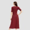 Universal Thread™ Women's Elbow Sleeve Knit Midi A-Line Dress - Red