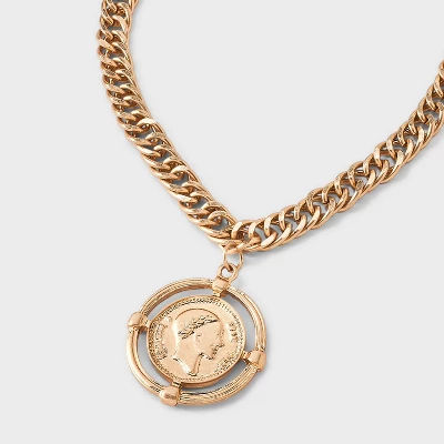 Universal Thread Gold Coin Medallion Pendant Necklace 5 Universal Thread Gold Coin Medallion Pendant Necklace - Image 3