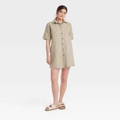 Universal Thread Women's Leopard Denim Mini Shirtdress - Tan -Universalthread GUEST f869330a dddb 45a0 9379 8ad4711f06c3