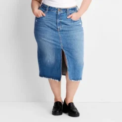 Universal Thread Women's High-Rise Denim Midi Skirt with Front Slit 11 Universal Thread Women's High-Rise Denim Midi Skirt with Front Slit -Universalthread GUEST f89fc385 e541 43f5 9a59 977df45fac41