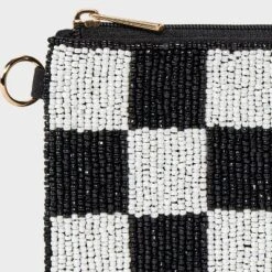 Universal Thread Checker Beaded Pouch - Black and White -Universalthread GUEST ff3f0a58 69fb 44b9 a181 dc84d6f47d4a